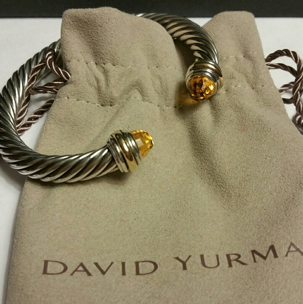 David Yurman Champagne Citrine SS/Gold Cable Cuff